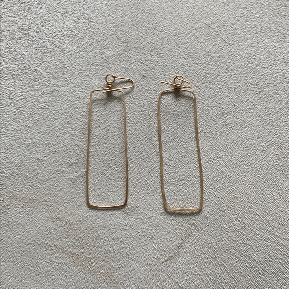 Gold Rectangular Earring - image 1